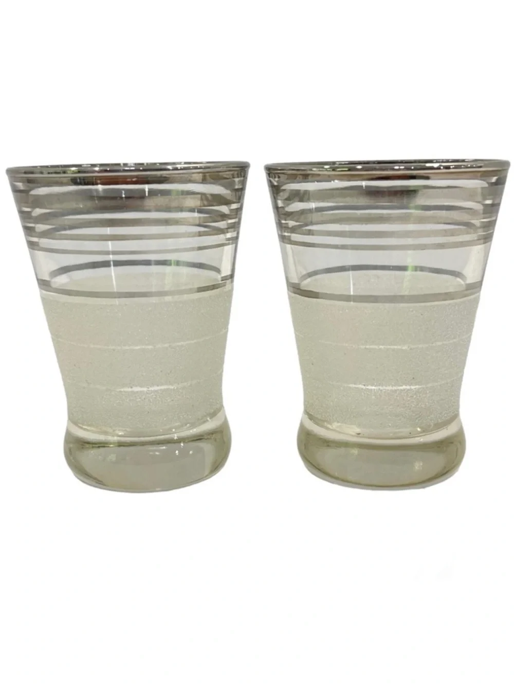 West Virginia Glass Frost Nip Platinum Cocktail Cordial Glasses Vintage Set of 2